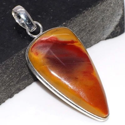 Colgante hecho a mano de piedras preciosas enchapadas en plata 925 mookaite 2,2" joyería étnica GW Foto 1 de 3