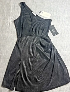 Ladies Black One Shoulder Mini Dress by NA-KD - Size 4 (EU 34) sparkle With tags - Picture 1 of 10