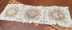 fiori cotone pizzo ricamato vintage 3 pezzi Francia - Foto 1 di 3