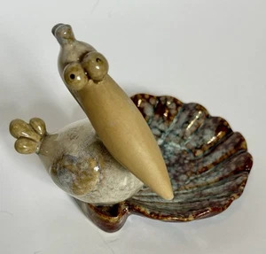 Raro portasapone vintage Art Studio ceramica pellicano porta anelli unico spiaggia - Foto 1 di 12