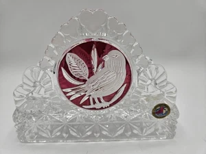 Hofbauer Byrdes Amaris German Crystal Napkin Holder Cranberry Red Birds - Picture 1 of 7