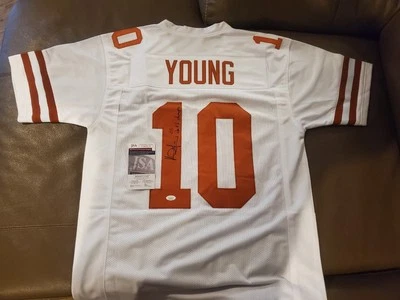 Camiseta deportiva firmada por Vince Young de los Texas Longhorns con inscripción certificado JSA Foto 1 de 2