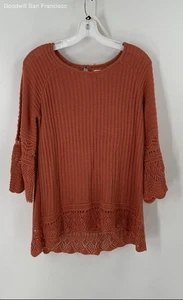 Lauren Conrad Orange 3/4 Sleeve Round Neck Knit Tunic Womens Sweater Size Medium - Picture 1 of 4