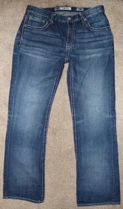 BKE Jeans Mens Size 33R Blue Derek Buckle Washed Out Straight Denim Pants Faded - Picture 1 of 4