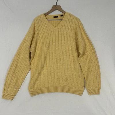 Suéter Izod XXL Amarillo Cuello en V Tejido con Cable Para Hombre Pullover Clásico Estilo Preppy Foto 1 de 4