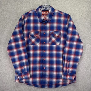 Camicia Dixxon Flanella Company Uomo XL Blu Rosso Plaid Gloria Bottoni Manica Lunga - Foto 1 di 7