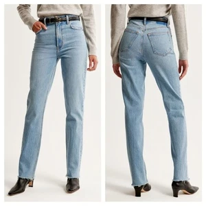 Abercrombie & Fitch The 90s Straight Ultra High Rise 12L/31 Medium Wash Raw Hem - Bild 1 von 11