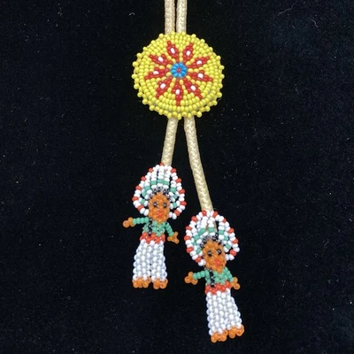 Corbata bolo cuerda amarilla flor floral con cuentas multicolor nativas americanas 2 niñas Foto 1 de 4