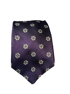 Gravata Tino Cosma floral padrão repetitivo roxo 61” feita na Itália - Imagem 1 de 4