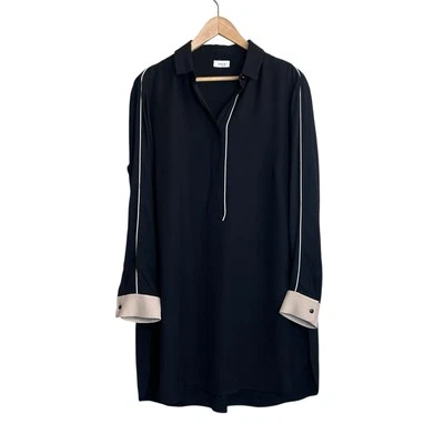 Vestido AKRIS Mujer 12 Negro Beige Túnica Cambio Botón Manga Larga Ropa Profesional Foto 1 de 4