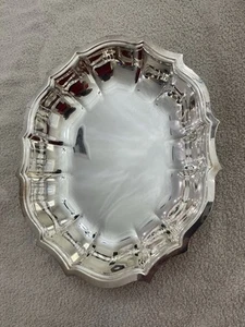 Chippendale International Silver Serving Bowl Vegetable Scalloped Oval 11" Vtg - Picture 1 of 3