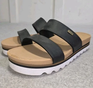 Reef Platform Sandals Womens Size 8 Black Banded Horizon 2.5 Slides - Picture 1 of 9