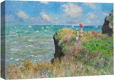 Impresión de arte de pared en lienzo Claude Monet de 24"x36" - Cliff Walk at Pourville Foto 1 de 4