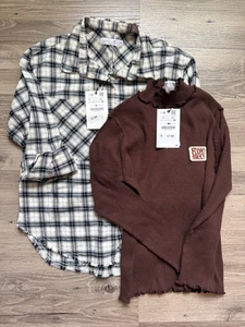 NWT - Zara Girls Lot Size 10 Button up plaid and 90's mock neck NEW - Picture 1 of 2
