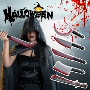 Halloween Bloody Weapons Realistic Fake Props Scary Costume Accessories Plastic - Picture 1 of 36