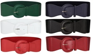 Vintage Women's Belt with PU Leather Buckle - Ladies Wide Elasticated Nurse Belt - Picture 1 of 36