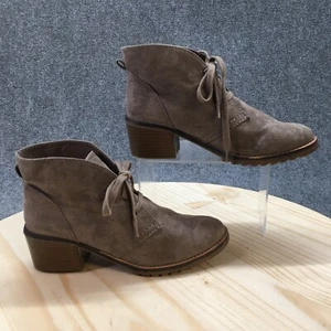 Plume by Faryl Robin Boots Womens 8.5 M Desert Lace Up Bootie Brown Fabric Heels - Picture 1 of 18