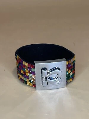 Pulseira de aço inoxidável com fecho de coração multicolorida - Imagem 1 de 3