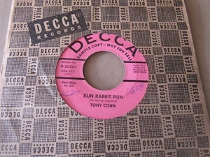 TONY CONN - Run Rabbit Run 45 Decca Promo Rockabilly 1959 Rock & Roll vinyl 7" - Picture 1 of 4