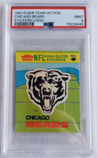 1981 Fleer Team Action Chicago Bears Stickers Logo Card PSA 9 Mint