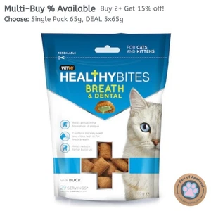 VetIQ Healthy Bites Breath & Dental Cat Kitten Fresh Oral Health Hygiene Treats