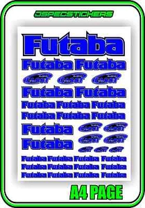 RC FUTABA RADIO STICKER DECAL SHEET REMOTE CONTROL PLANE CAR BOAT FASST BLUE - Picture 1 of 3