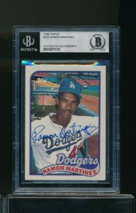 1989 Topps #225 RAMON MARTINEZ Rc Signed Auto Autograph BAS Beckett SWSW6