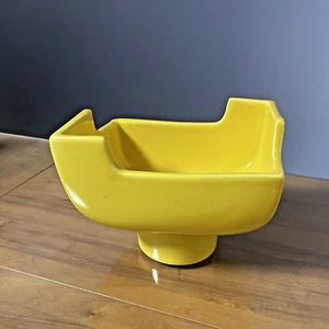Vintage Japanese Pottery Vase - Ikebana Style - Unique Design Yellow Color Retro - Picture 1 of 19