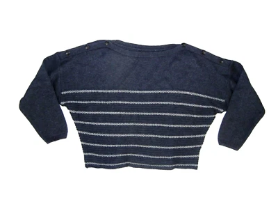 SUÉTER A RAYAS RECORTADAS Azul Cálido PRANA Talla Grande Cuello Ancho Tejido Invierno Mujeres L Foto 1 de 4