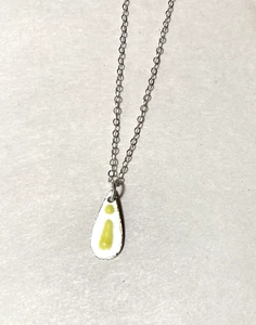 Plata de Ley - Esmalte Lágrima Colgante 15" Delicado Collar Cadena - Amarillo - Imagen 1 de 4