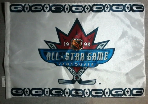 1998 NHL VS WORLD ALL STAR GAME IN VANCOUVER BURE HASEK SELANNE CANUCKS FLAG Cover