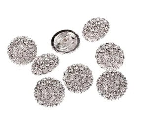 CraftbuddyUS DB18 10 Stck. 22 mm Diamant facettiert Kristall Knöpfe Silber Strass - Bild 1 von 3