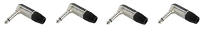 4 Neutrik Rean NYS207 1/4 2 Pole 6.35 mm TS Mono Plug Right Angle Nickel Silver - Picture 1 of 1