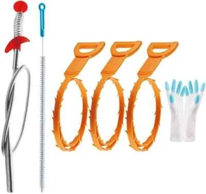 Drain Clog Remover Drain Hair Remover Tool Kit,3 Pack 19.7 Inch Drain Auger 1 Pa - Picture 1 of 7