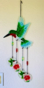 Decorative Sun Catchers Art Glass Hummingbird Wind Chimes - Picture 1 of 5
