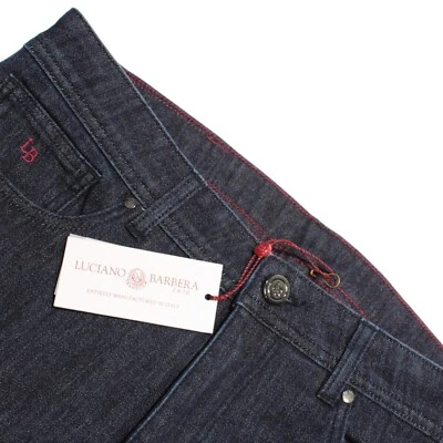 Pantalones de mezclilla Luciano Barbera nuevos con etiquetas 5 bolsillos talla 50 (34 EE. UU.) en azul algodón cachemir Foto 1 de 4