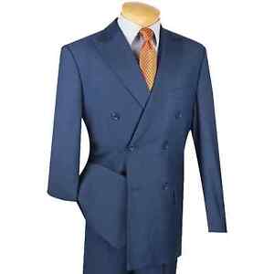 VINCI Men's Double Breasted 6 Button Classic Fit Suit NEW