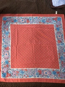 Vtg Coral Scarf 100% Polyester 30" x 30" Made in Italy Polka Dots With Floral - Picture 1 of 4