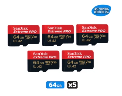 Sandisk 64GB Extreme Pro Micro SD Memory Card SDSQXCU-064G-GN6MA Class 10 (5) - Image 1 of 4