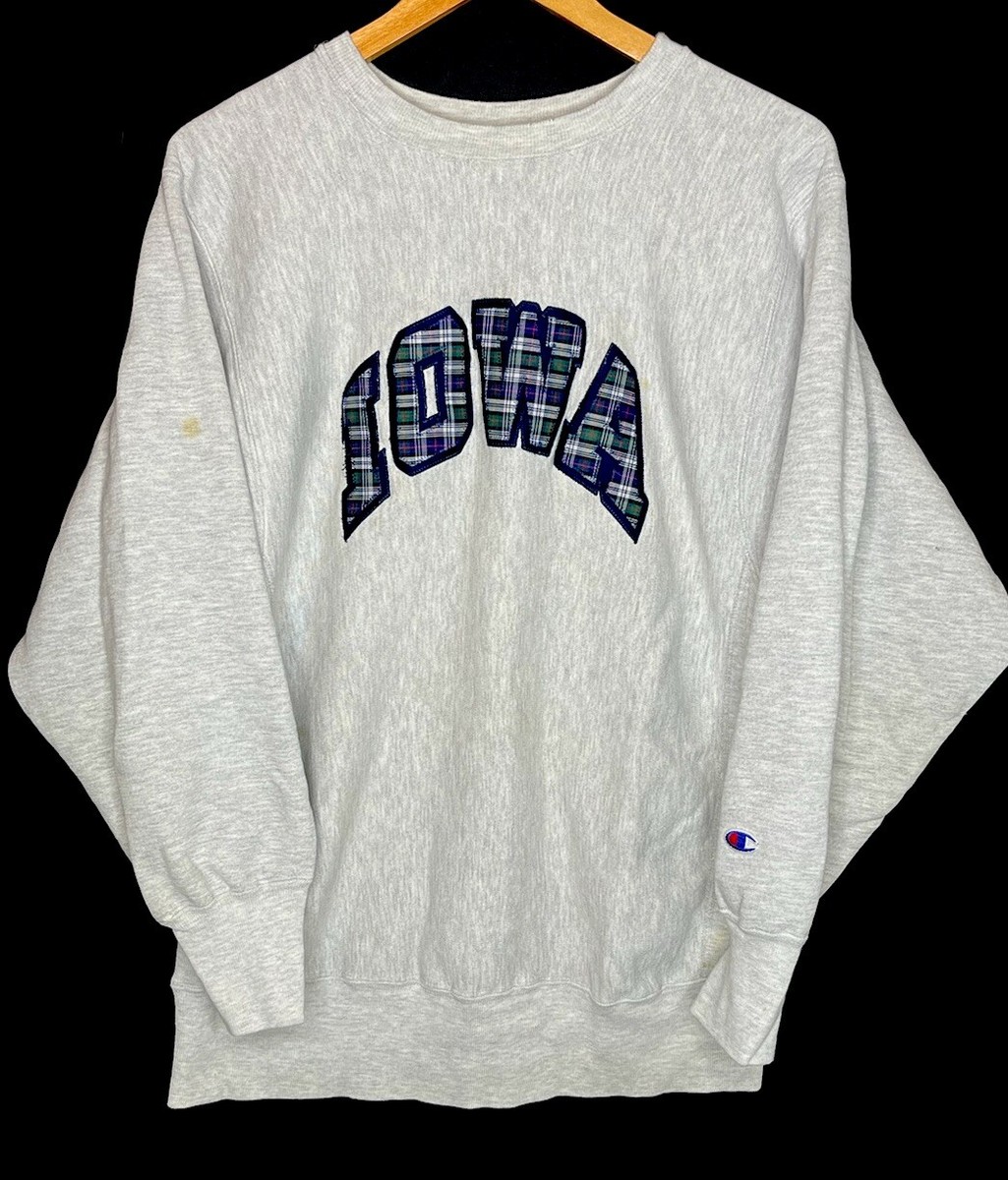Vintage 90s Champion Reverse Weave Iowa Hawkeyes Sweatshirt Plaid