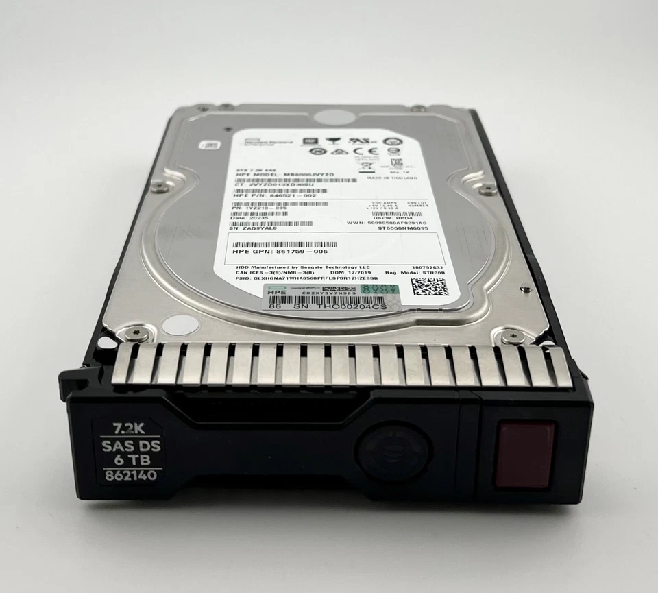 HPE 6TB 12G SAS 7.2K rpm LFF (3.5in) SC Midline Hard Drive 861754-B21 - Image 1 of 4