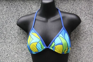 BIKINI OBERTEIL TRIANGEL GRÖSSE 34 BLAU - BUNT GEMUSTERT - Picture 1 of 1
