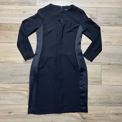 Banana Republic Womens Tuxedo Stripe Shift Dress Size Petite 6 Black No Belt - Image 1 of 4