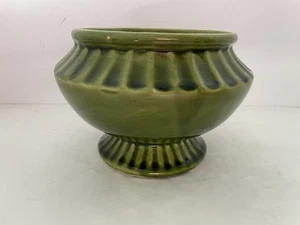 Vintage American Bisque MCM Green Pedestal Pottery Planter Flower Pot 4.5” H - Picture 1 of 7
