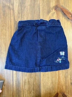 Vintage Mckids Skort Denim Blue Butterfly Flowers Size 4 Girl - Image 1 of 4