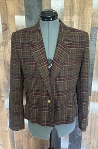 Vintage 80s ILGWU Plaid Wool Blazer Size 8 | Lined Preppy Cottage Academia - Picture 1 of 17