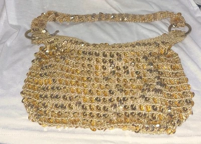 Sequined Gold Shoulder Hobo Bag - Image 1 of 4