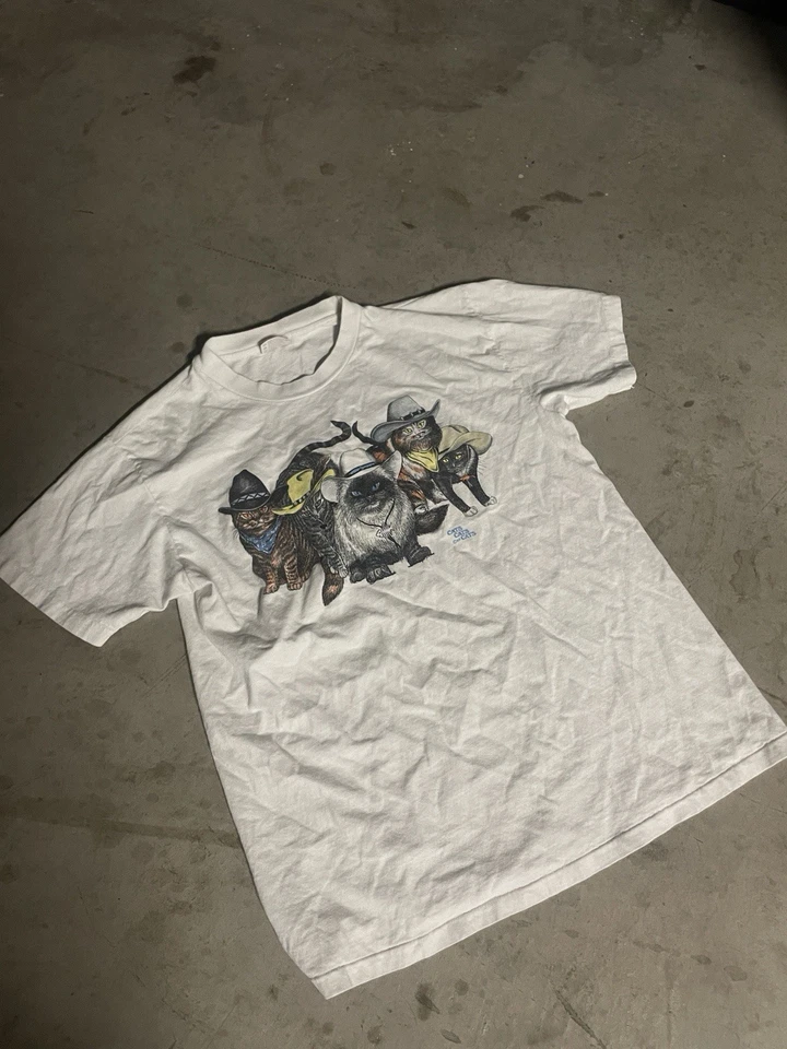 Camiseta de colección de puntada única años 80’s/90’s Hanes Beffy para gatos talla L para hombre’s Foto 1 de 4