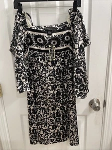 Vertigo Paris 3/4 Arm Kleid, schwarz/weiß geblümt, Größe XS - Bild 1 von 8