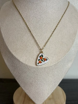 NEW Handmade Gold Heart/Orange Necklace | Waterproof & Tarnish Resistant - Image 1 of 4